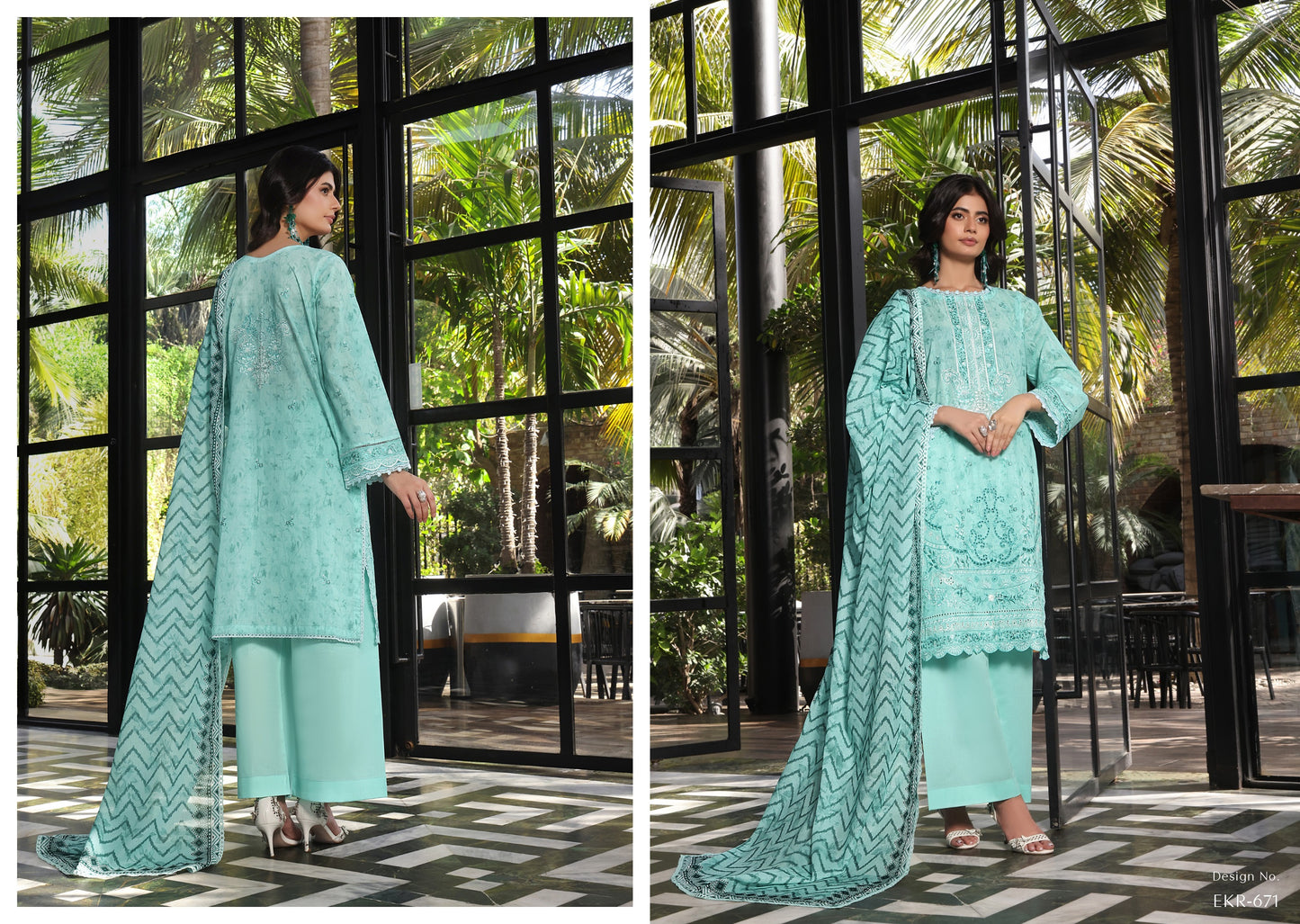 COCO by KALAL – Aqua Serenity Embroidered Lawn 3PC (UNSTITCHED) | EKR-671