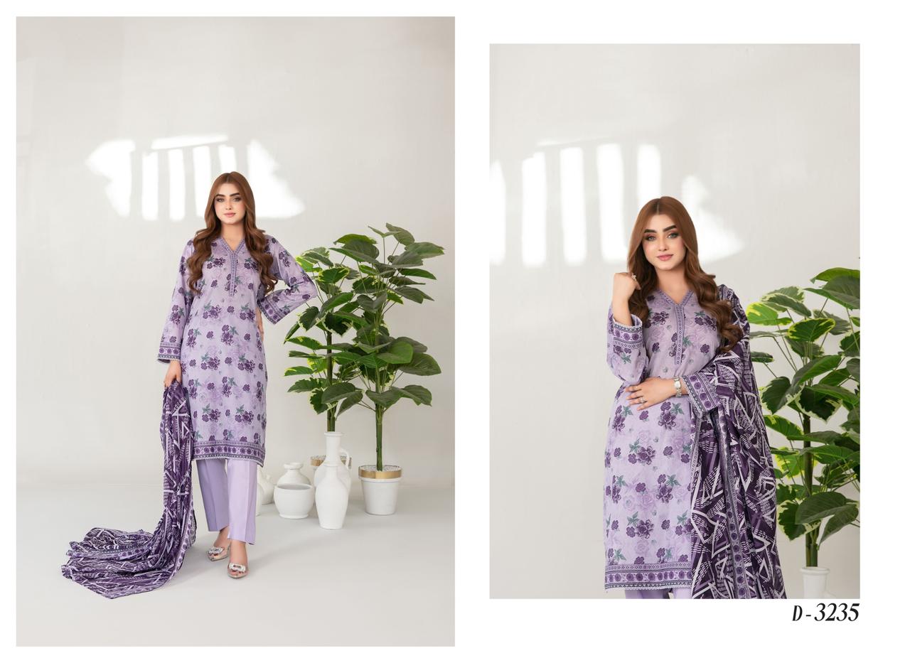 Tawakkal Mehza Un-Stitched Rotary Printed Lawn- Volume 1 Code D-3235 (Lilac)