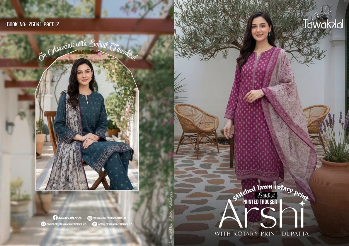 Tawakkal ARSHI STITCHED  3 Pieces  Collection 2026 - Bristy's Collection