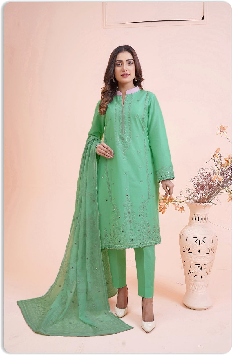 Gulzar Yousaf (GY) Durfishan Vol-20 D#05 – Unstitched Embroidered Lawn 3 Piece Suit | Mint Green