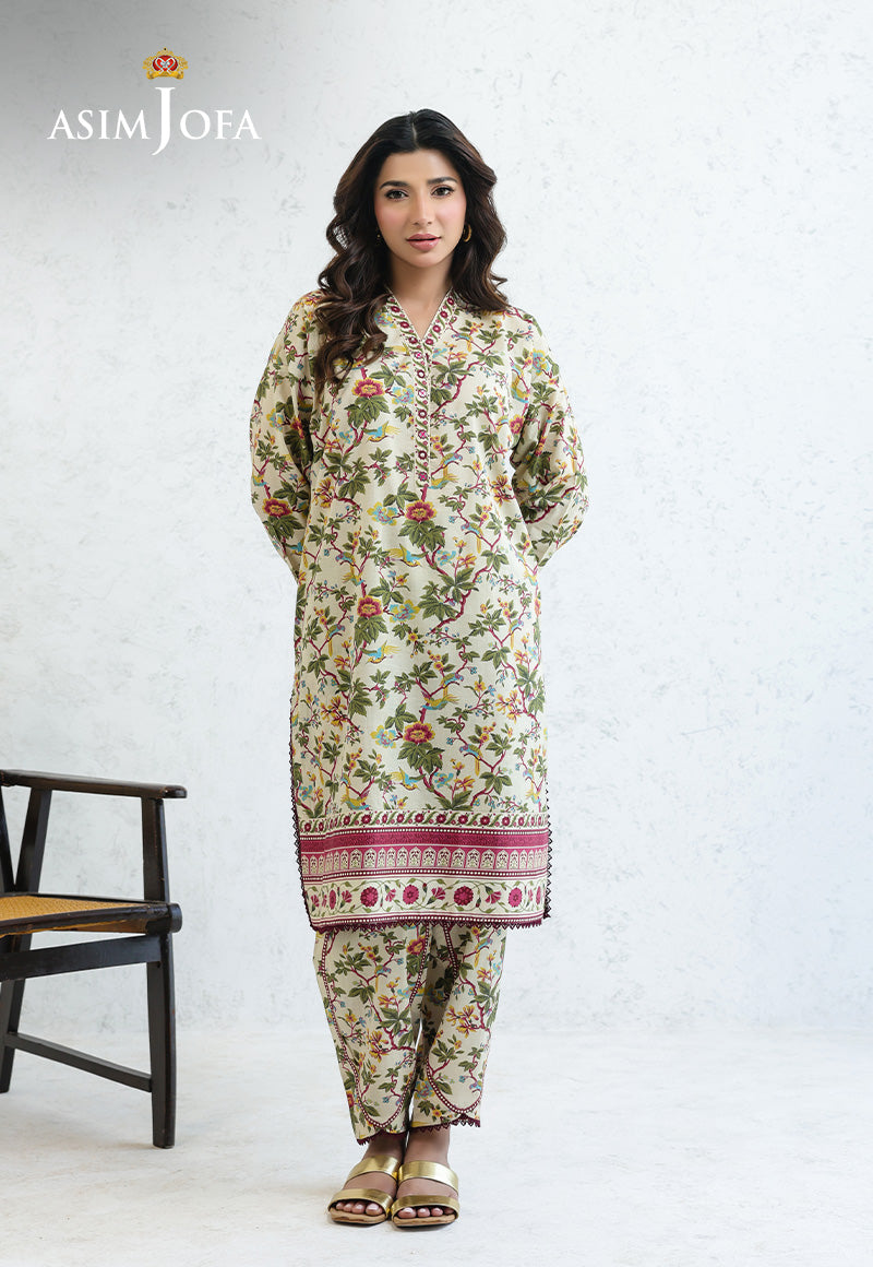 AJPB-206 PRINTED CAMBRIC STITCHED 2PCS-Green