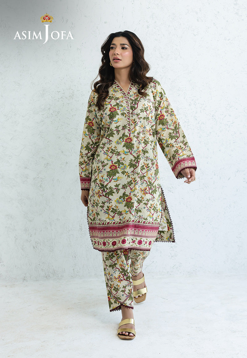 AJPB-206 PRINTED CAMBRIC STITCHED 2PCS-Green