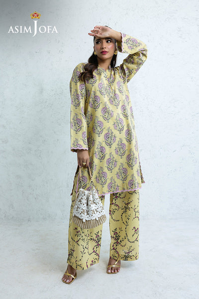 AJPB-205 PRINTED CAMBRIC STITCHED 2PCS (Yellow)