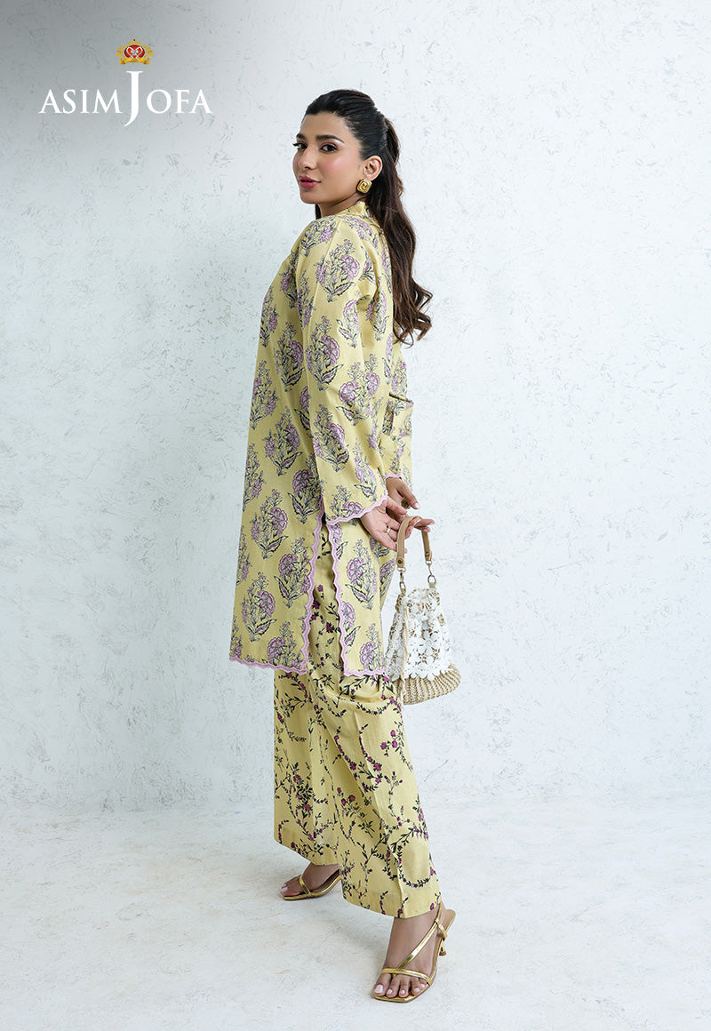 AJPB-205 PRINTED CAMBRIC STITCHED 2PCS (Yellow)