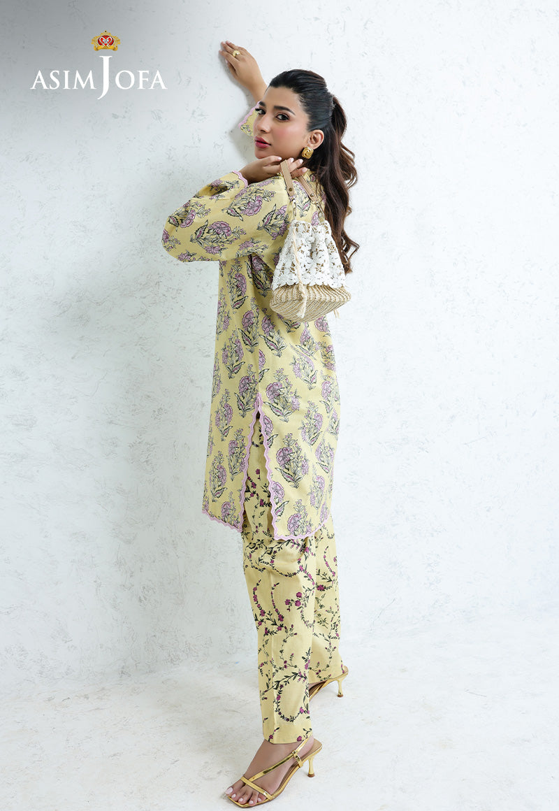 AJPB-205 PRINTED CAMBRIC STITCHED 2PCS (Yellow)