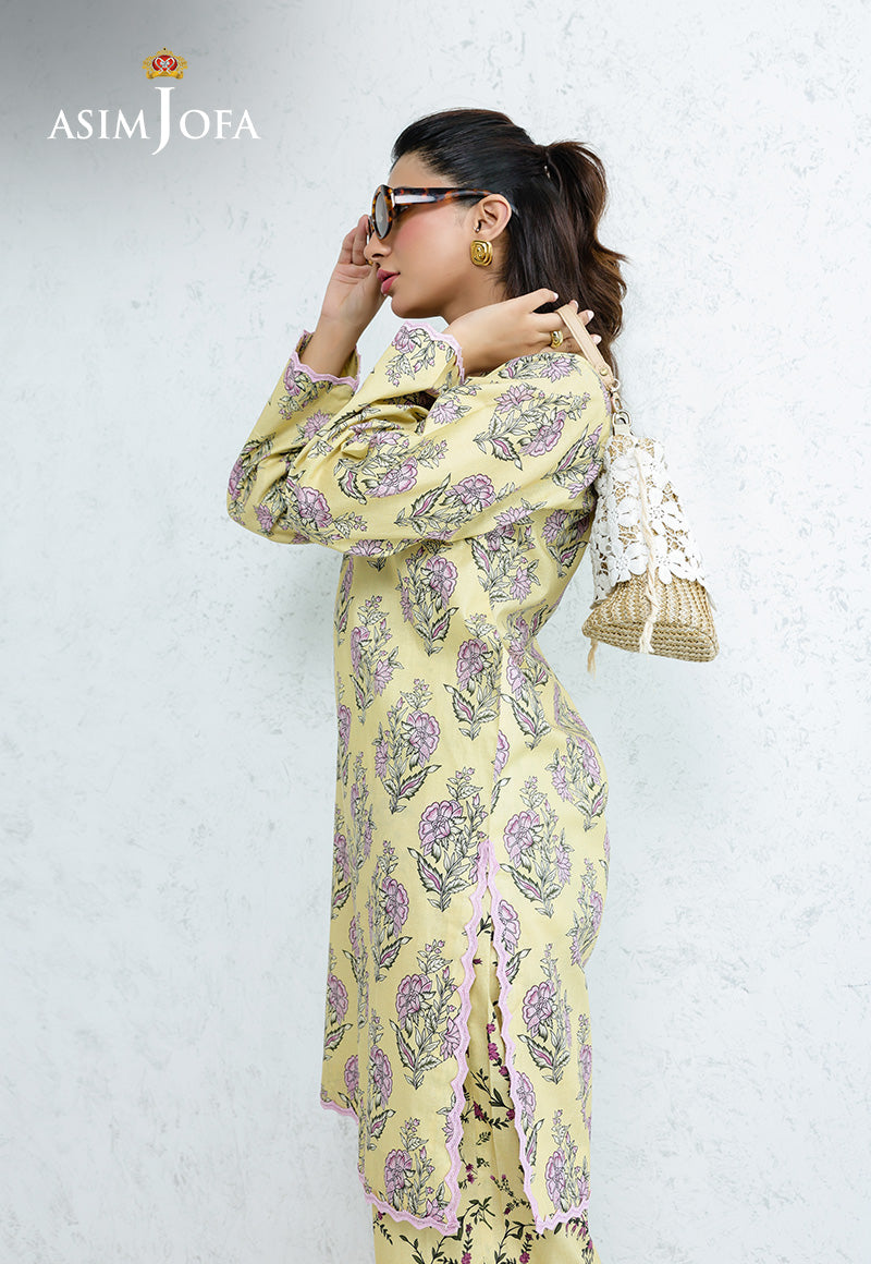 AJPB-205 PRINTED CAMBRIC STITCHED 2PCS (Yellow)