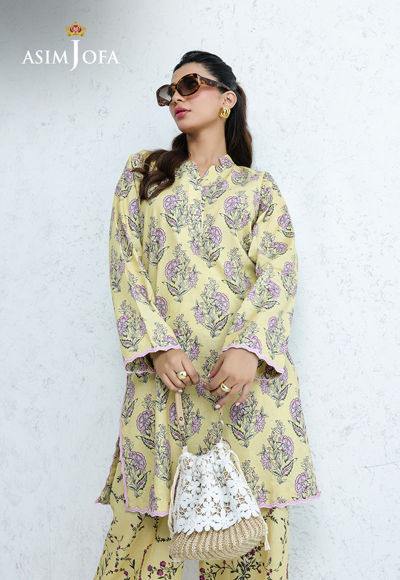 AJPB-205 PRINTED CAMBRIC STITCHED 2PCS (Yellow)