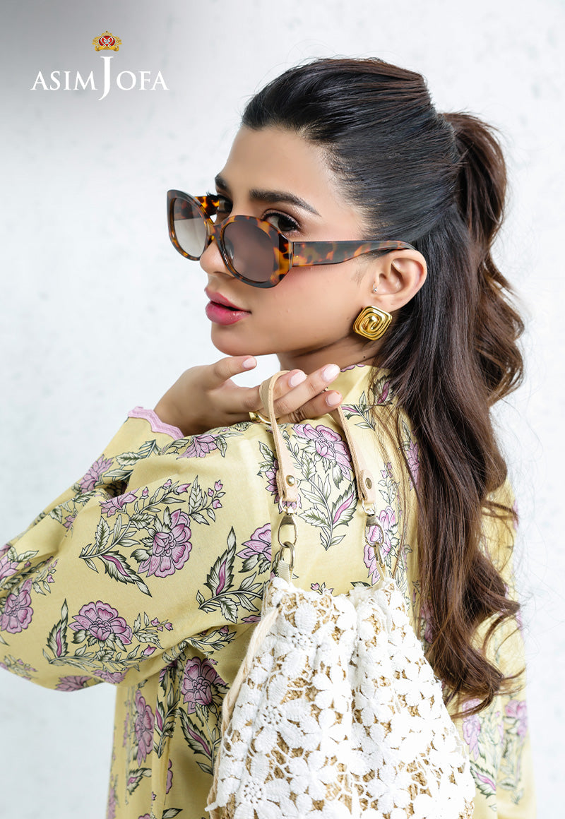 AJPB-205 PRINTED CAMBRIC STITCHED 2PCS (Yellow)