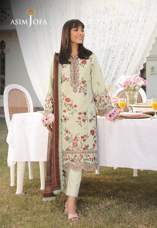 AJUBF-32 EMBROIDERED DOBBY 3 PCS  (Unstitched )