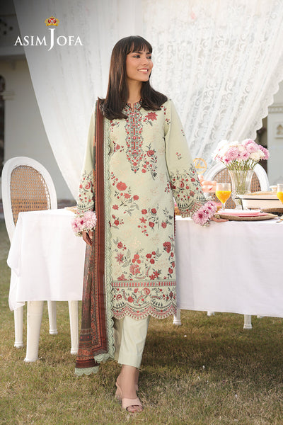 AJUBF-32 EMBROIDERED DOBBY 3 PCS  (Unstitched )