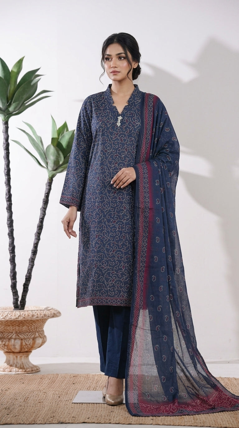 Bin Saeed Rozana 3-Piece Printed Lawn Suit D45
