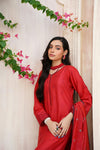 Premium Pakistani Gulzar Yousaf (GL) Stitched 3 PCs - Crimson Red