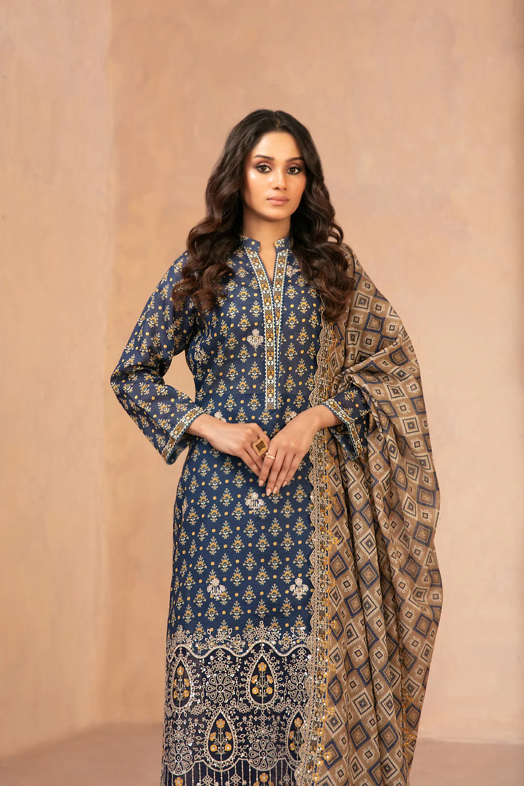 DAALIYA – LAWN 2026 by SHAHID TAWAKKAL-3 PCS -Un-Stitched -Royal blue