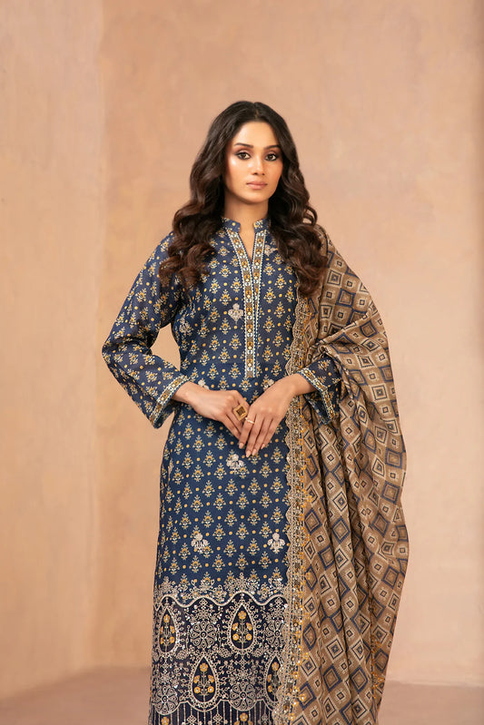 DAALIYA – LAWN 2026 by SHAHID TAWAKKAL-3 PCS -Un-Stitched -Royal blue