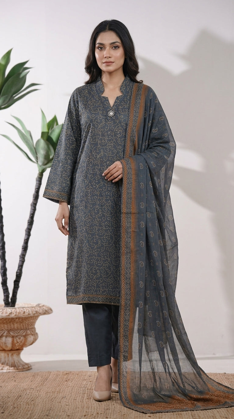 Bin Saeed Rozana 3-Piece Printed Lawn Suit D43