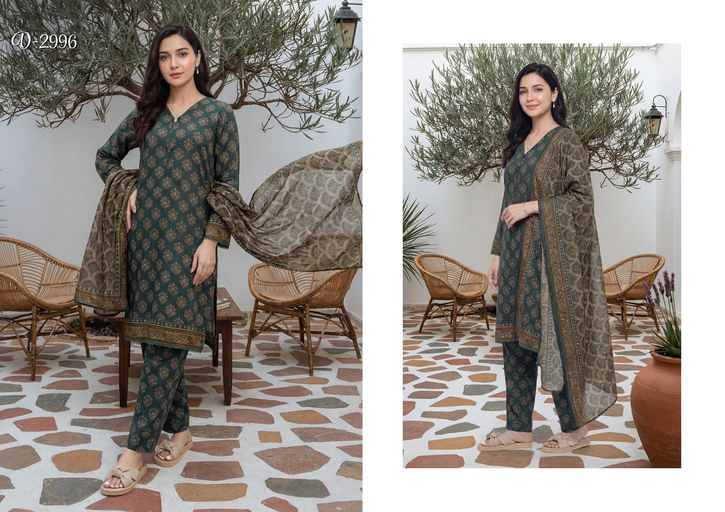 Tawakkal ARSHI STITCHED  3 Pieces (D-2996 | Deep Forest Green)