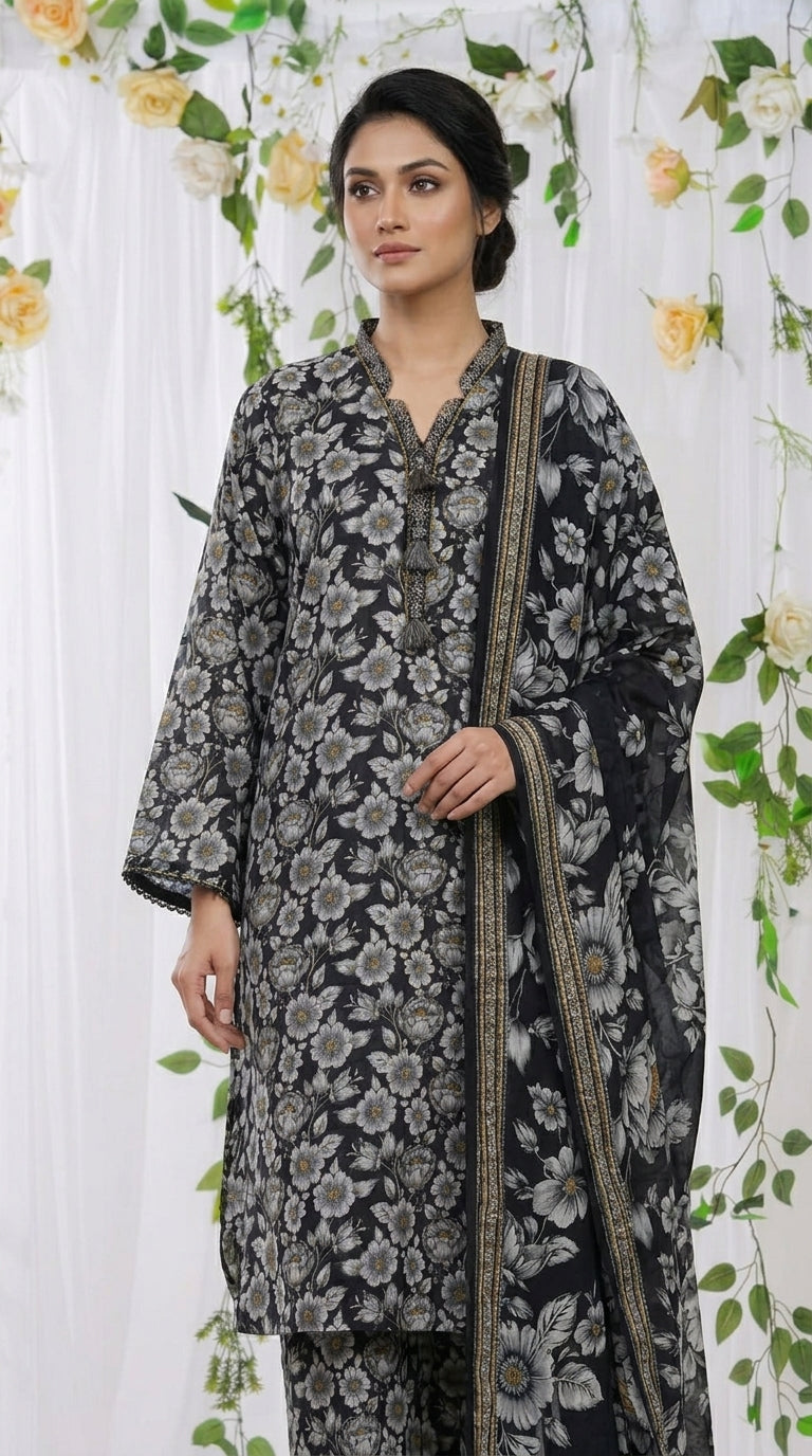 Bin Saeed Rozana 3-Piece Printed Lawn Suit D23