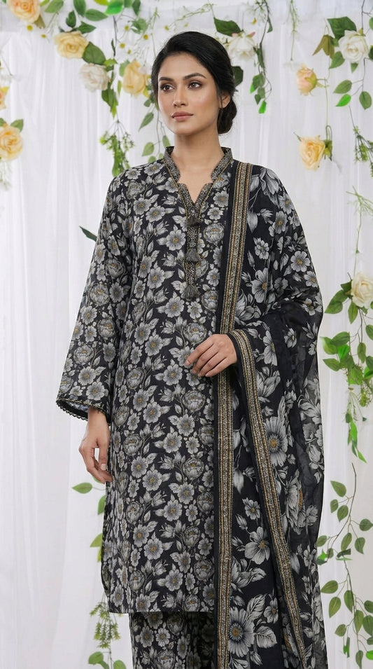 Bin Saeed Rozana 3-Piece Printed Lawn Suit D23