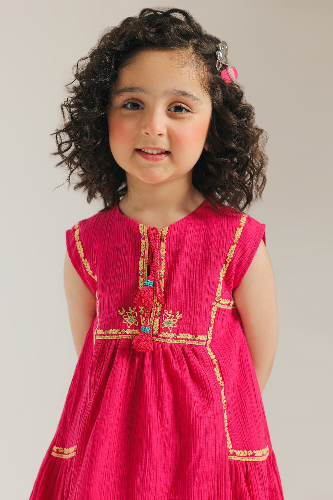 ETHNC - KIDS DRESS- BARBIE-PINK | E1412/301/406