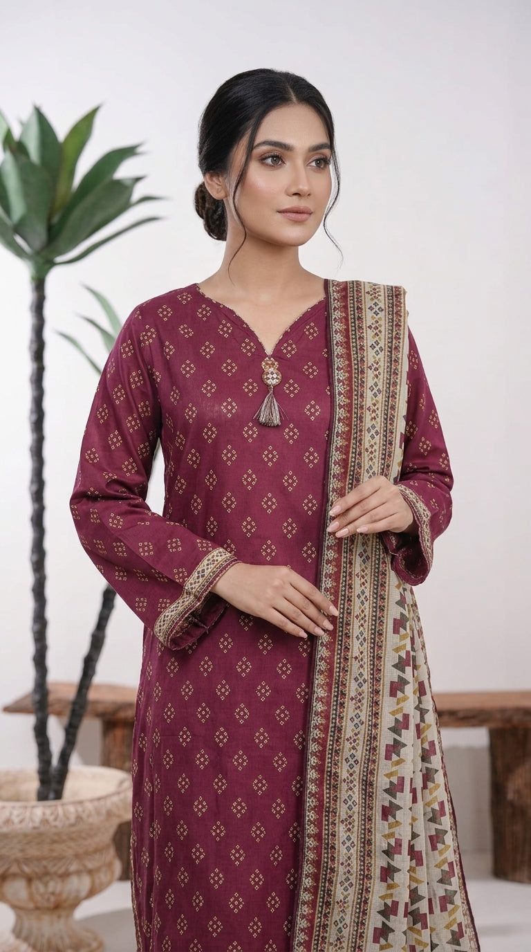 Bin Saeed Rozana 3-Piece Printed Lawn Suit D31