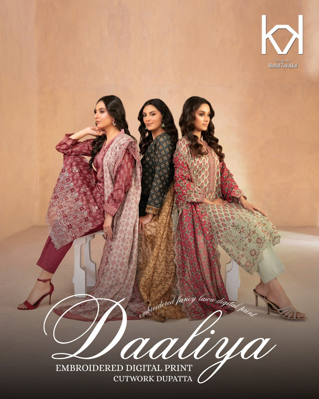 DAALIYA – LAWN 2026 by SHAHID TAWAKKAL-3 PCS -Un-Stitched -Green