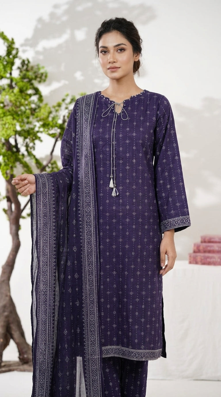 Bin Saeed Rozana 3-Piece Printed Lawn Suit D21