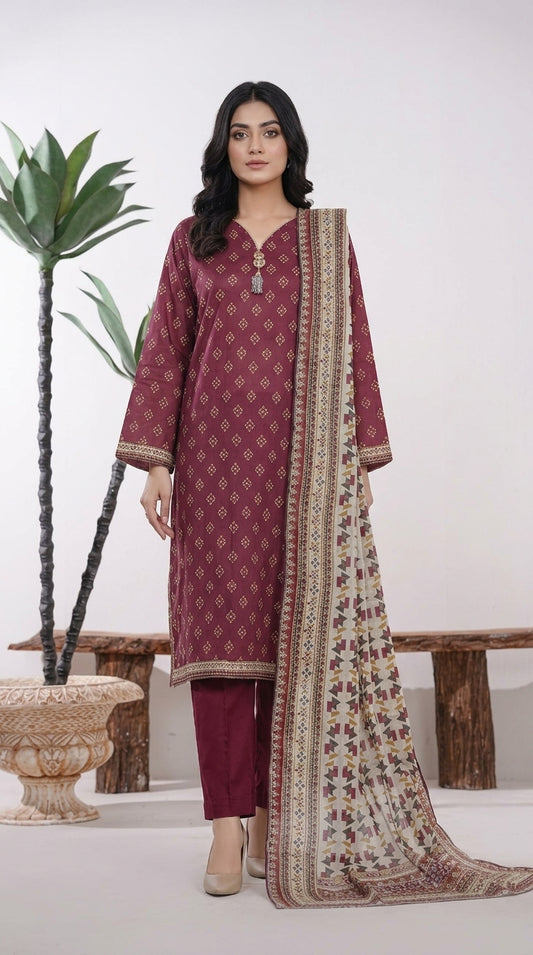 Bin Saeed Rozana 3-Piece Printed Lawn Suit D31