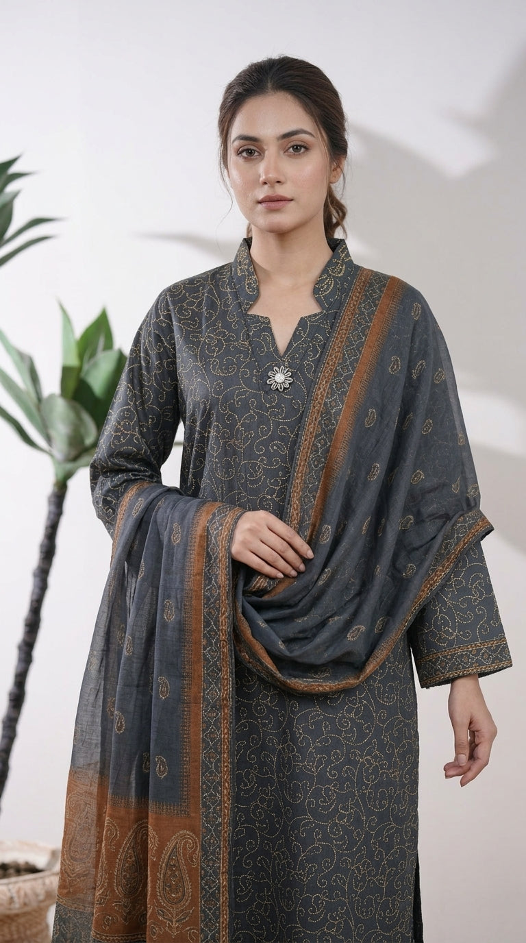 Bin Saeed Rozana 3-Piece Printed Lawn Suit D43