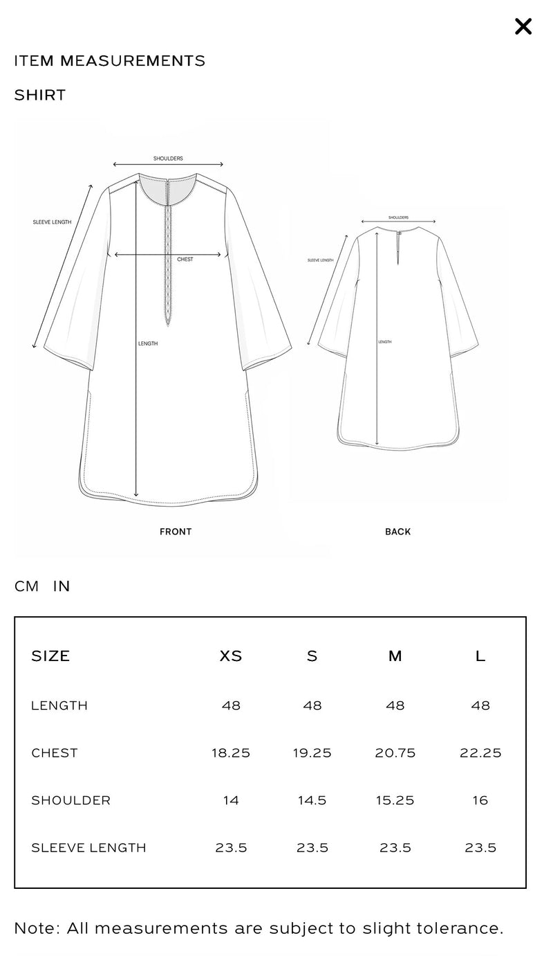 ETHNC-PRINTED SHIRT-AQUA-SKY - LOOSE FIT - V NECK - FLARED SLEEVES - LOW SIDE SLIT - LONG LENGTH