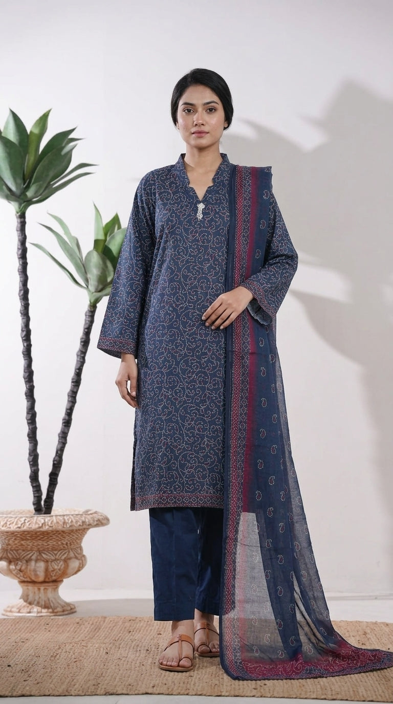 Bin Saeed Rozana 3-Piece Printed Lawn Suit D45