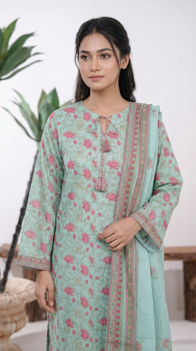 Bin Saeed Rozana 3-Piece Printed Lawn Suit D40