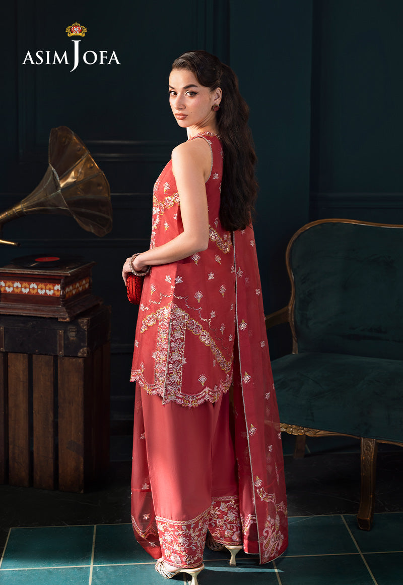 AJLFC-06 EMBROIDERED ORGANZA (UNSTITCHED 3 PCS)-Pink