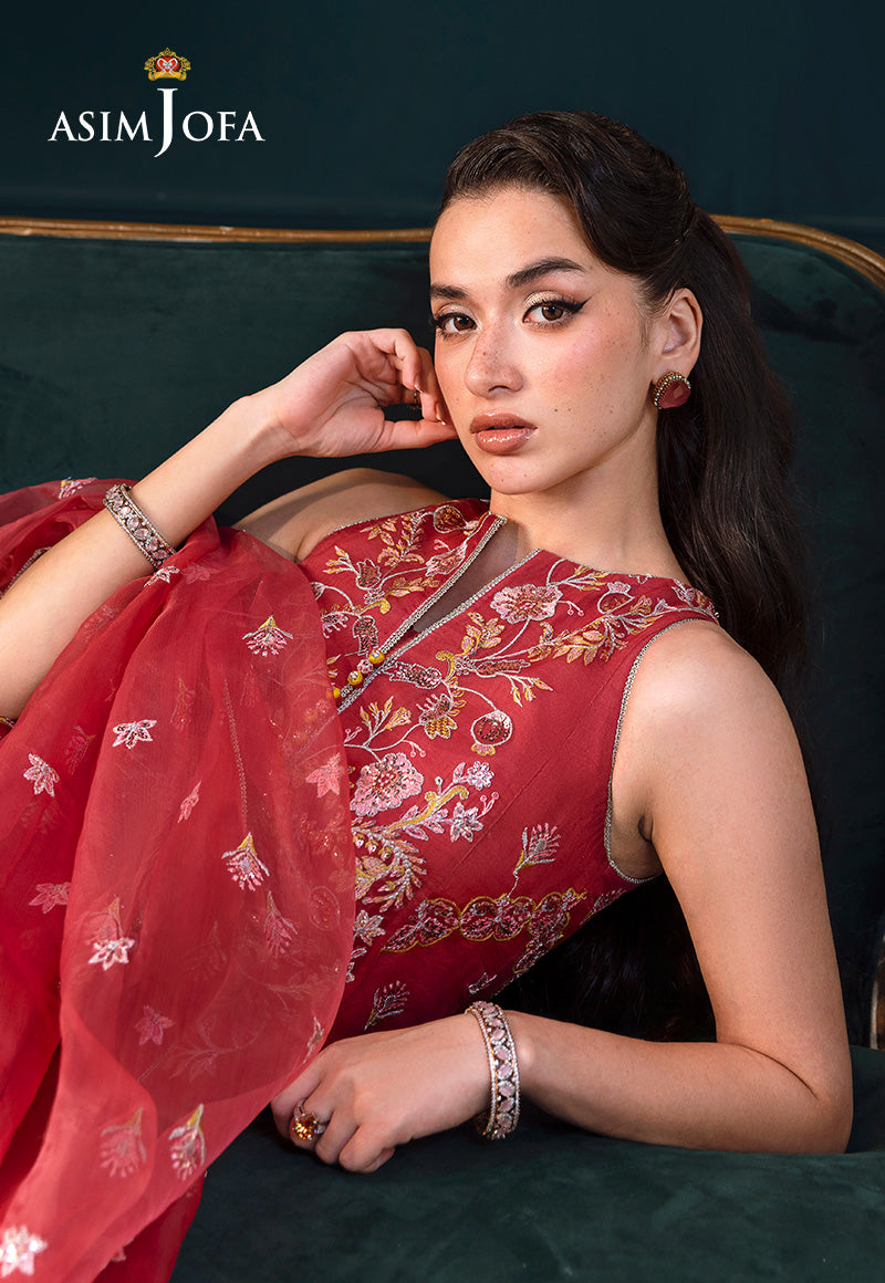 AJLFC-06 EMBROIDERED ORGANZA (UNSTITCHED 3 PCS)-Pink