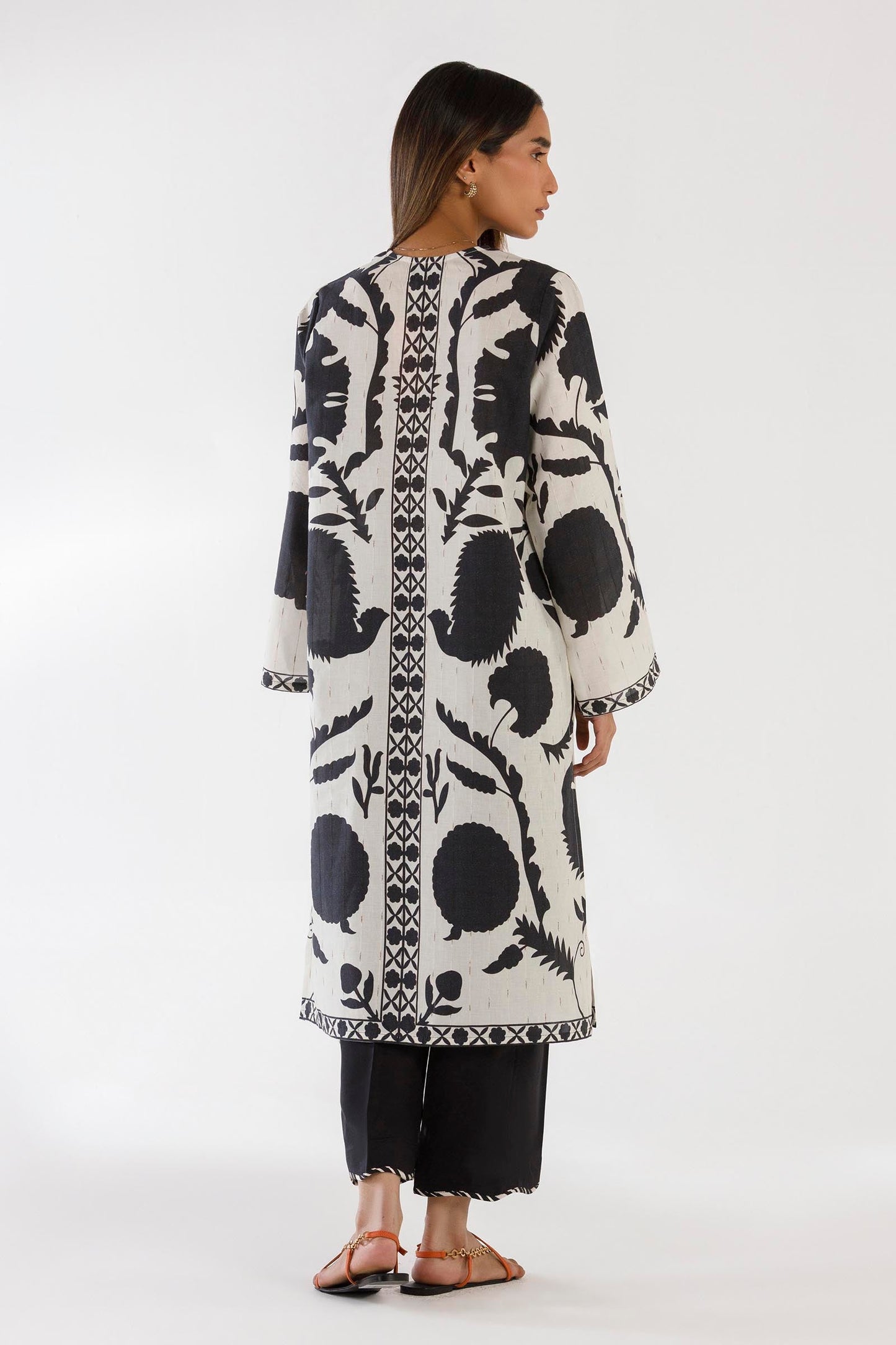 Sana Safinaz Stitched Printed Shirt + Culotte - SS26BSP026P2T