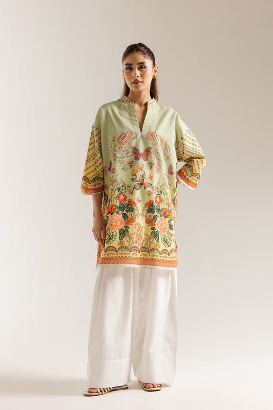 ETHNC -PRINTED KURTI-PALE-GREEN | E7902/102/130