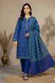 ALKARAM STUDIO  KHADDAR 3PC -READY STITCHED-Royal Blue