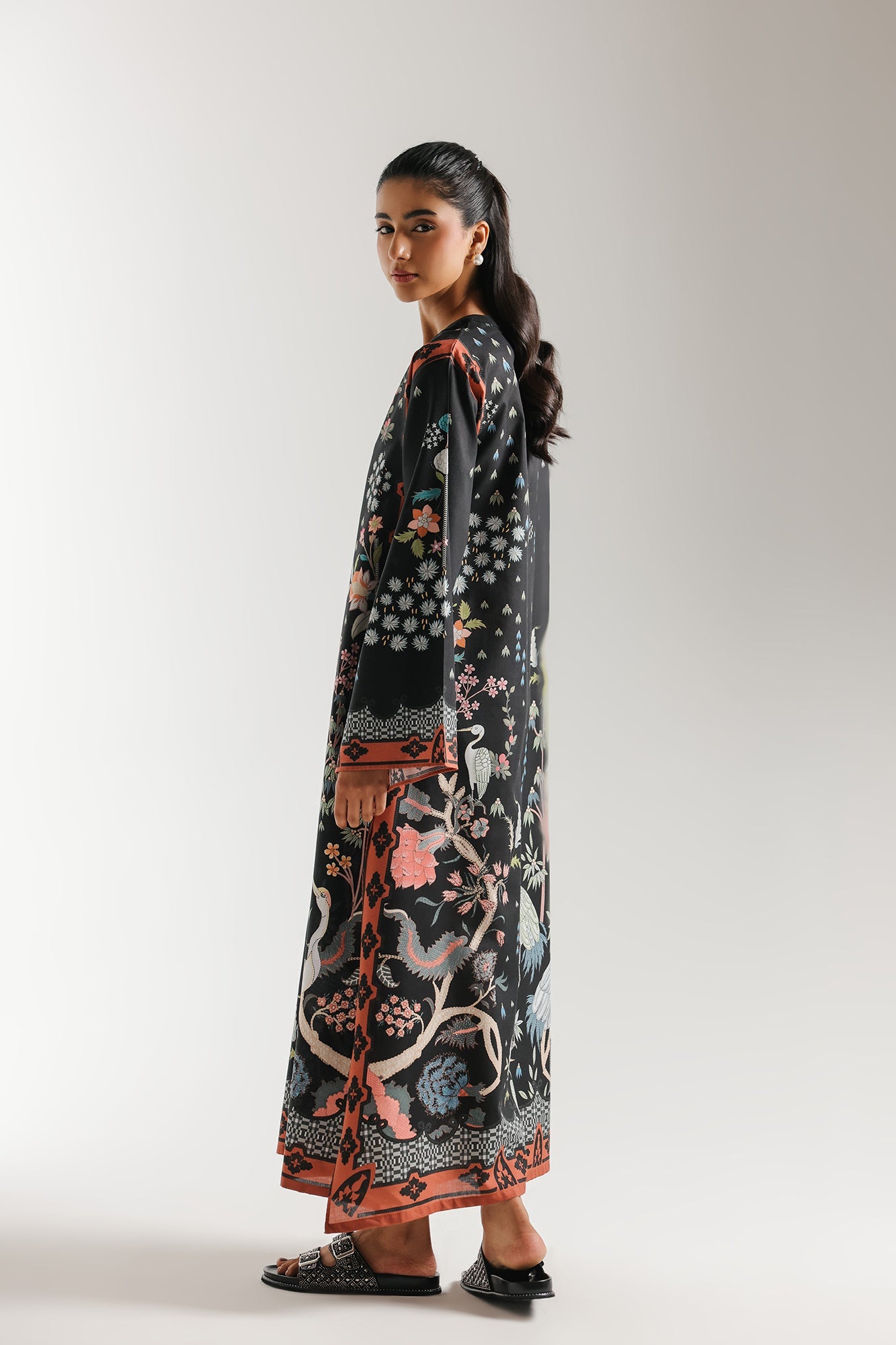 ETHNC PRINTED KAFTAN-JET-BLACK | E8039/102/902