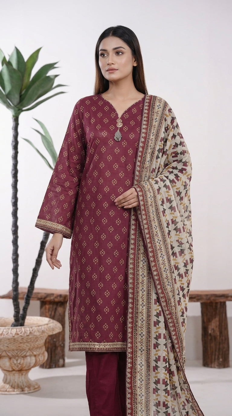 Bin Saeed Rozana 3-Piece Printed Lawn Suit D31