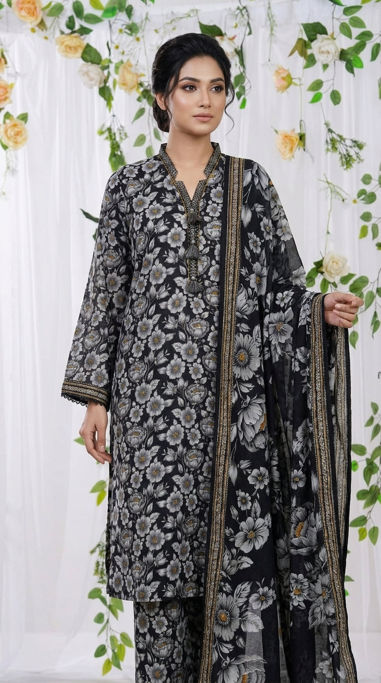 Bin Saeed Rozana 3-Piece Printed Lawn Suit D23