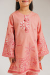 ETHNC Kids Embroidered 2 pcs Stitched Suit - SHIRT – ROUND NECK - FULL SLEEVES - EMBROIDERED - REGULAR LENGTH - SHALWAR - PRINTED - REGULAR LENGTH -CORAL