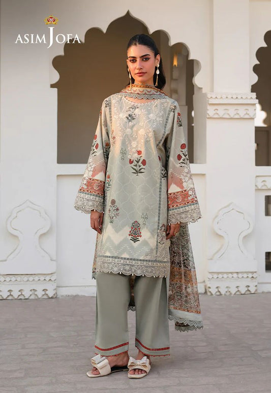 ASIM JOFA- PRINTED EMBROIDERED LAWN Unstitched 3 PCS (AJUBF-40)