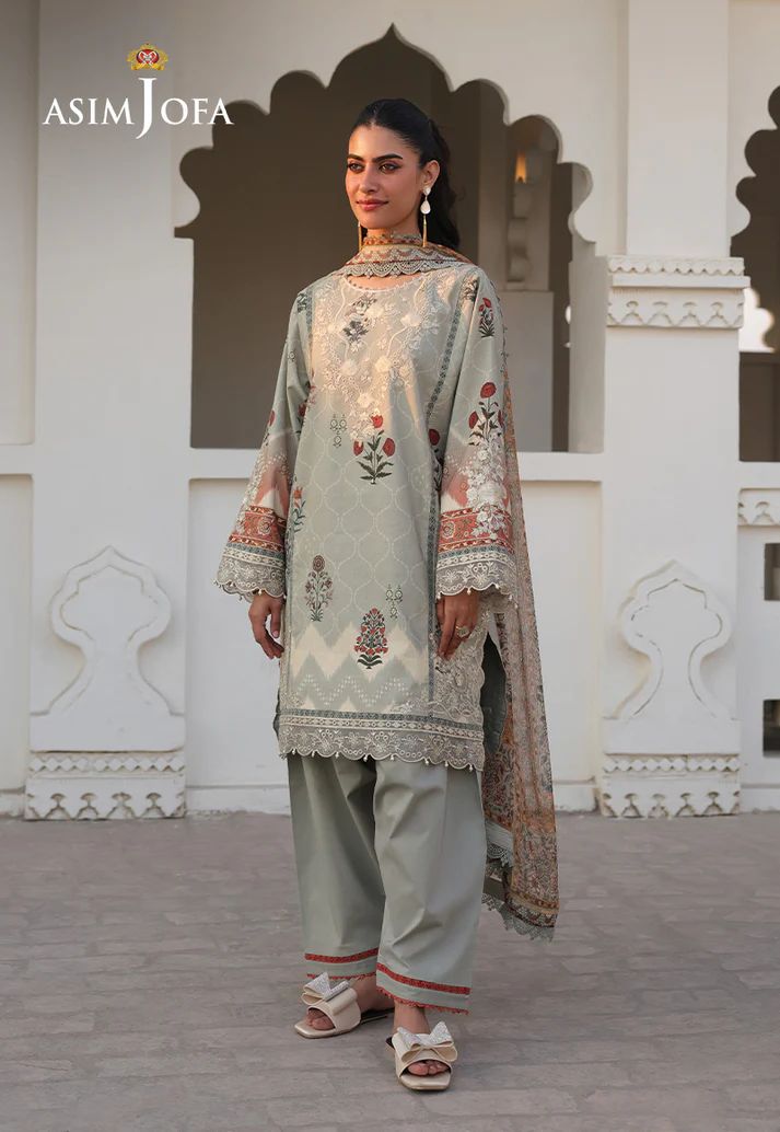 ASIM JOFA- PRINTED EMBROIDERED LAWN Unstitched 3 PCS (AJUBF-40)