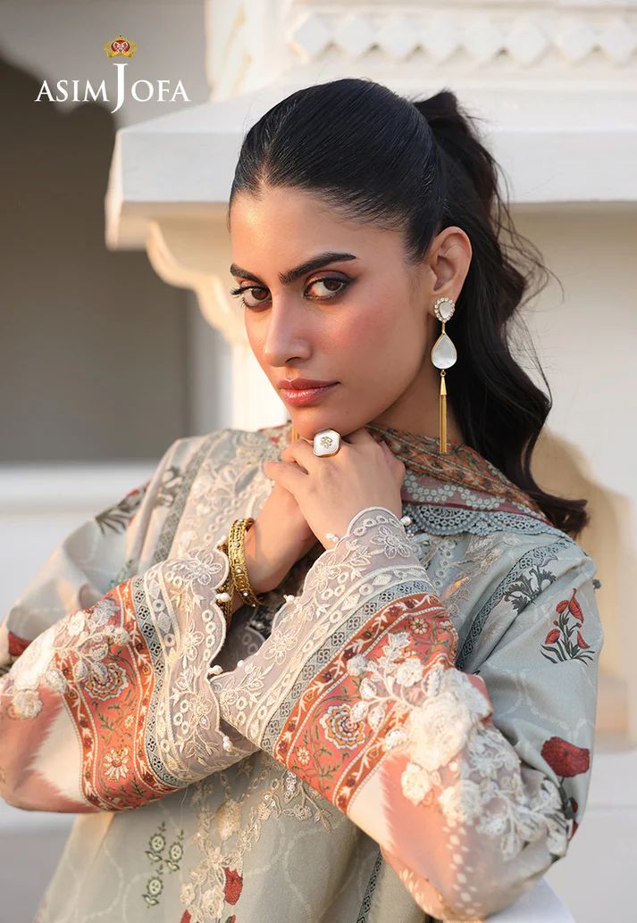ASIM JOFA- PRINTED EMBROIDERED LAWN Unstitched 3 PCS (AJUBF-40)