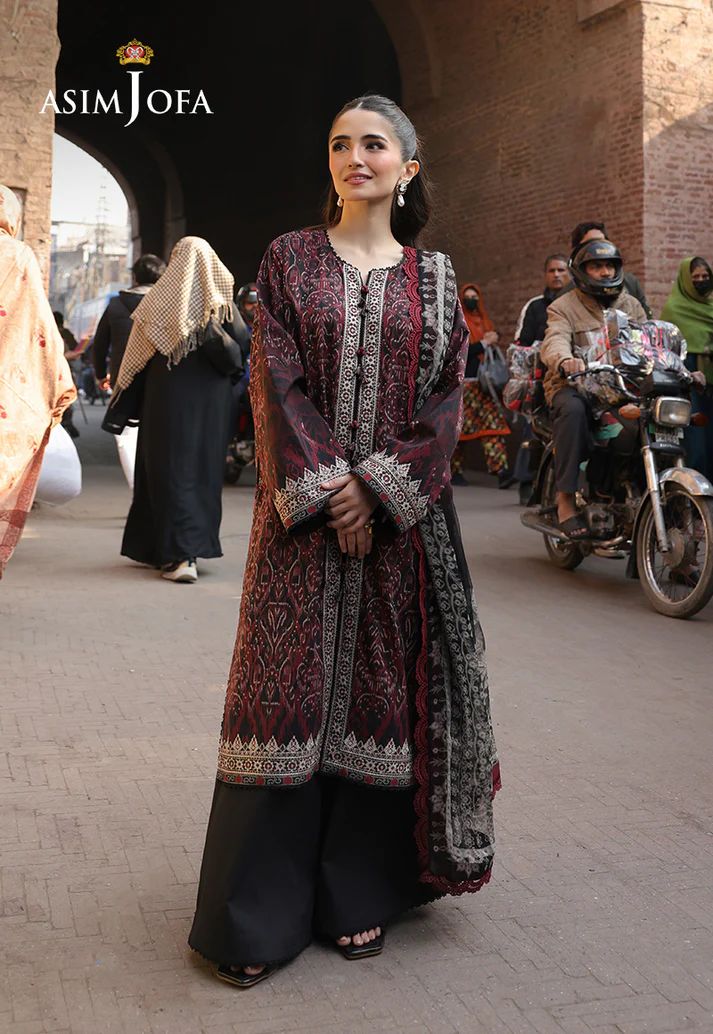 ASIM JOFA- PRINTED EMBROIDERED LAWN 3 PCS (AJUBF-50)