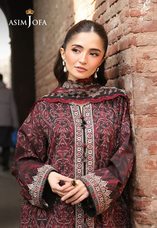 ASIM JOFA- PRINTED EMBROIDERED LAWN 3 PCS (AJUBF-50)