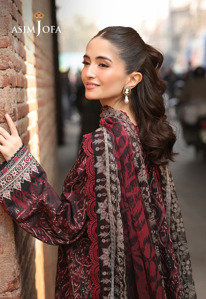 ASIM JOFA- PRINTED EMBROIDERED LAWN 3 PCS (AJUBF-50)