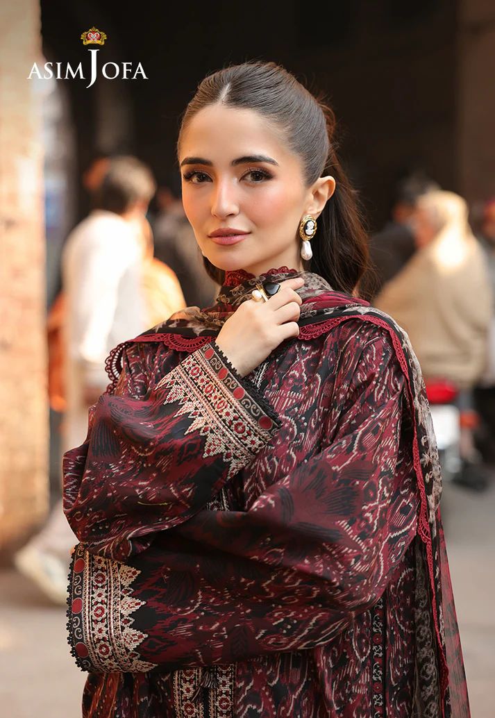 ASIM JOFA- PRINTED EMBROIDERED LAWN 3 PCS (AJUBF-50)