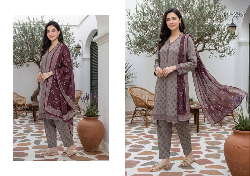 Tawakkal ARSHI STITCHED  3 Pieces (D-2997 | Dusty Ash Grey)