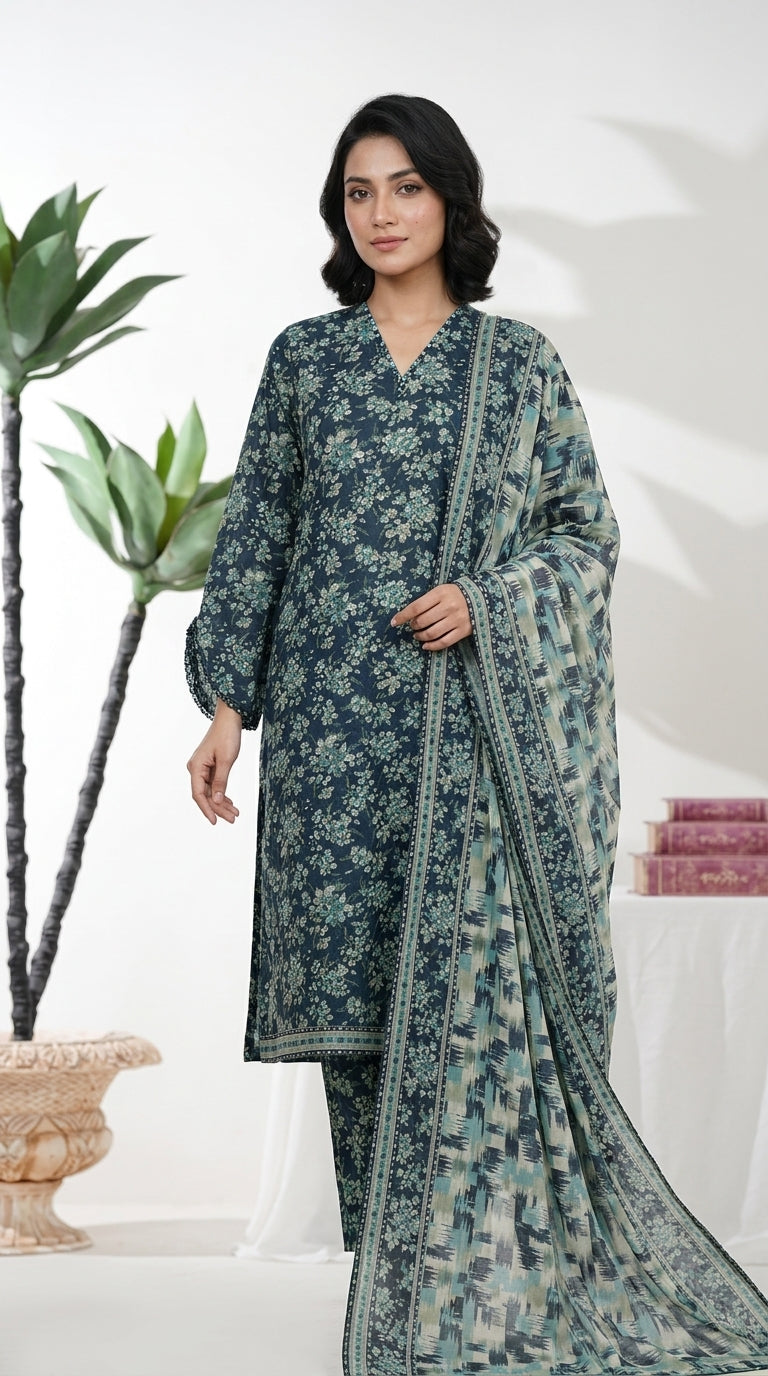 Bin Saeed Rozana 3-Piece Printed Lawn Suit D14