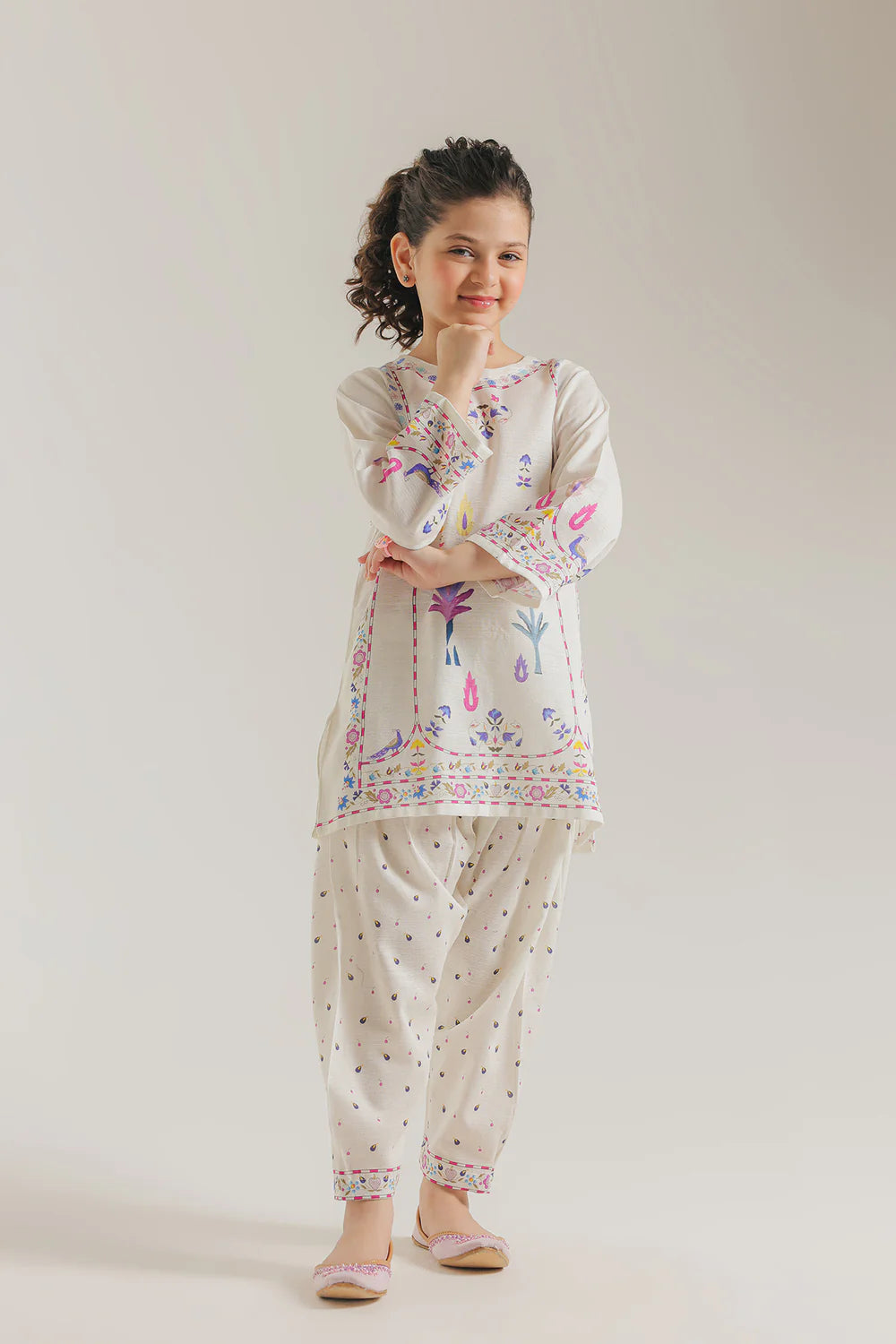 ETHNC Kids SUMMER- EMBROIDERED SUIT  -White